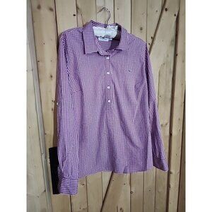 Vineyard Vines Womens Shirt Sz 16 Purple Gingham Cotton Blouse LongSleeve Rollta